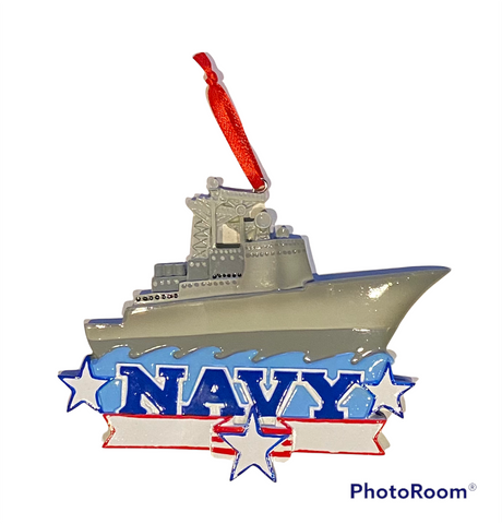 Navy ship, Personalized Christmas Ornament