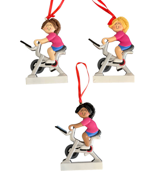Spinning, Fitness, Female- Personalized Ornament
