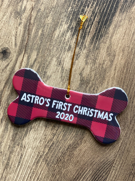 Porcelain Dog Bone- Personalized Christmas Ornament