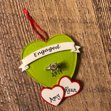 Personalized Ornament- Engaged Green Heart