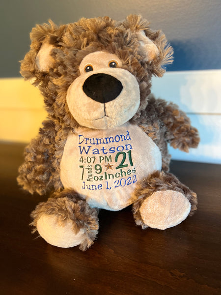 Personalized Fluffy Brown Bear