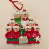 Family with Shovel, family of 8 personalized ornament