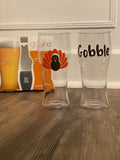 Thanksgiving Shatterproof Govino Beer Glasses, Gobble