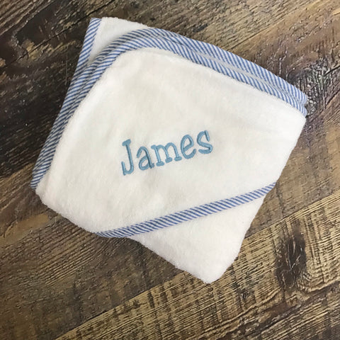 Soft Hooded Personalized Baby Towel (Pink, blue or white)