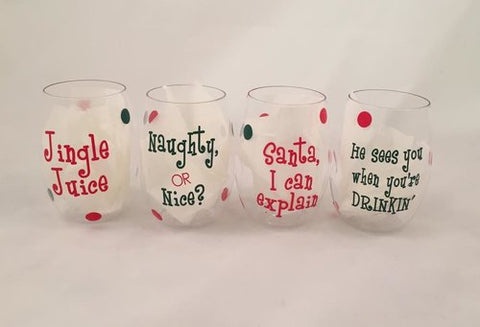 Jingle juice holiday shatterproof Govino Wine Glasses (set of 4)
