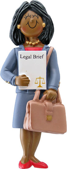 Attorney/Lawyer, Dark Skin, Female- Personalized Ornament