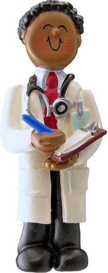 Doctor, Male, Dark Skin- Personalized Ornament