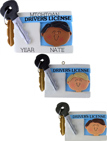 Driver's License, Male- Personalized Christmas Ornament