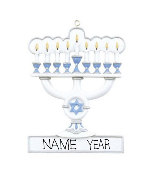 Menorah- Personalized Christmas Ornament