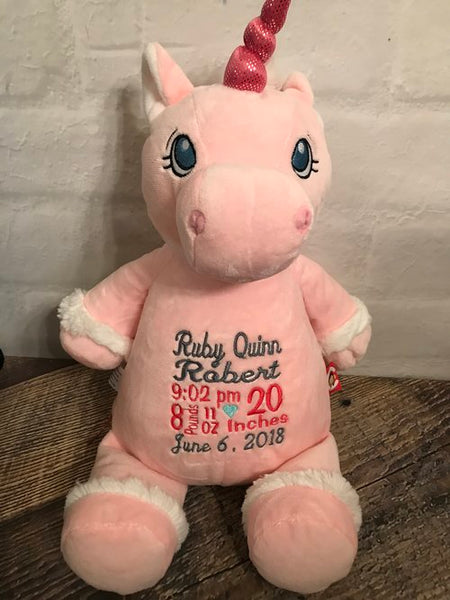 Personalized Unicorn Cubbie- Pink
