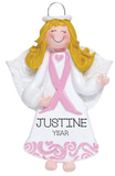 Pink Ribbon Angel- Personalized Christmas Ornament