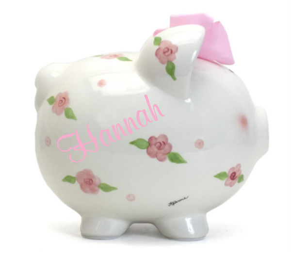 Personalized Posies and Polka Dots Piggy Bank