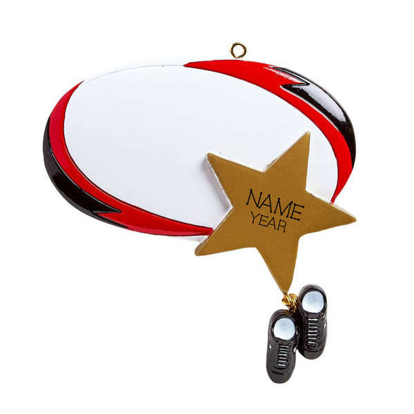 Rugby with star - Personalized Christmas Ornament