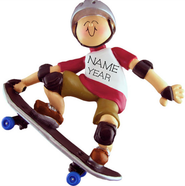Skateboarder Boy- Personalized Christmas Ornament