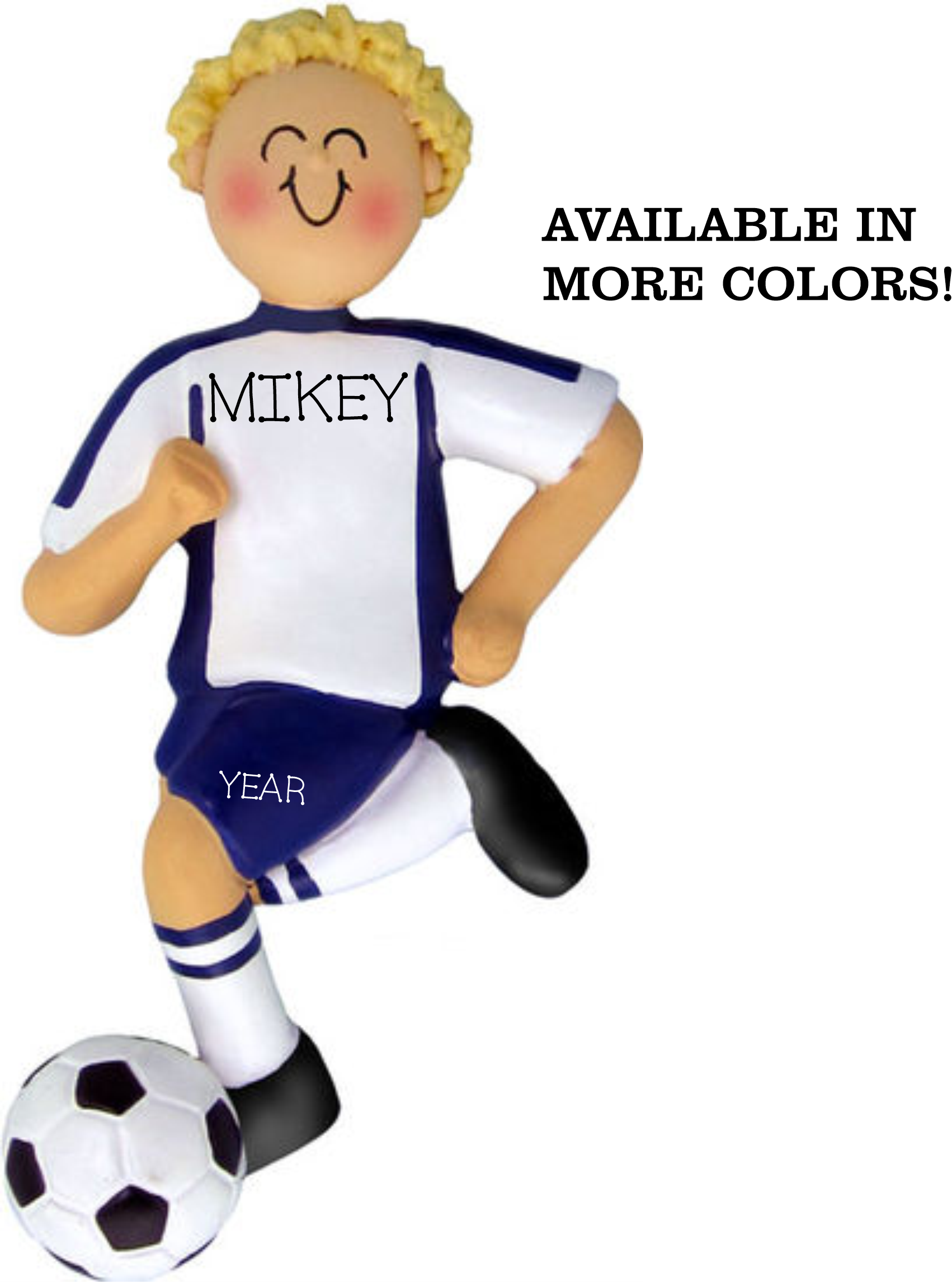 Soccer Player Boy- Blonde Personalized Ornament