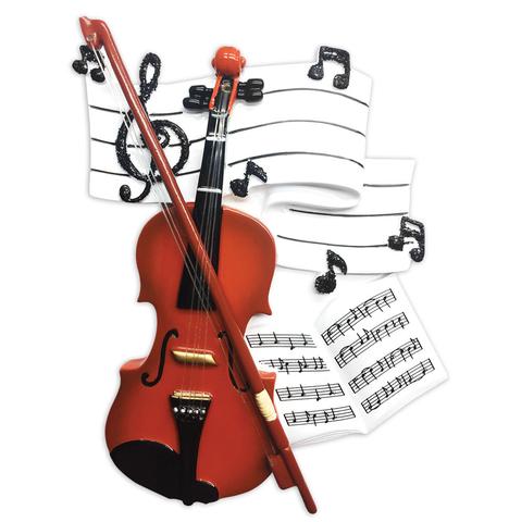 Violin with book- Personalized Christmas Ornament